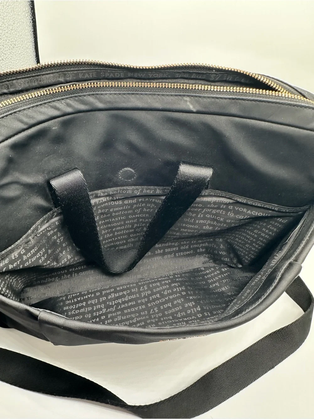 kate spade Black Nylon Laptop Bag with Adjustable Crossbody Shoulder Strap